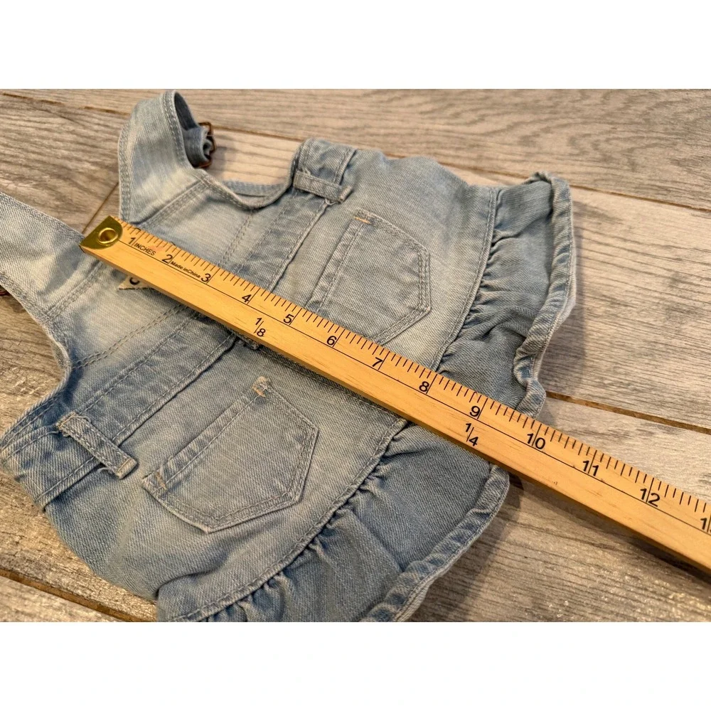 OshKosh B'gosh Baby Girls Denim Overalls Dress Ruffle Skirt 6 Months Bibs Jeans
